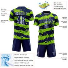 Charger l&#39;image dans la galerie, Custom Navy Neon Green-White Splash Sublimation Soccer Uniform Jersey
