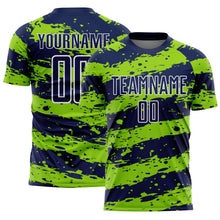 Charger l&#39;image dans la galerie, Custom Navy Neon Green-White Splash Sublimation Soccer Uniform Jersey
