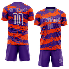 Charger l&#39;image dans la galerie, Custom Purple Orange-White Splash Sublimation Soccer Uniform Jersey
