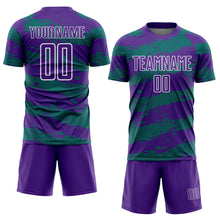 Charger l&#39;image dans la galerie, Custom Purple Teal-White Splash Sublimation Soccer Uniform Jersey
