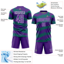 Charger l&#39;image dans la galerie, Custom Purple Teal-White Splash Sublimation Soccer Uniform Jersey
