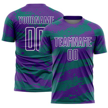 Charger l&#39;image dans la galerie, Custom Purple Teal-White Splash Sublimation Soccer Uniform Jersey
