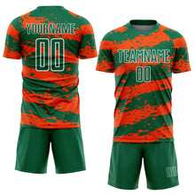 Charger l&#39;image dans la galerie, Custom Kelly Green Orange-White Splash Sublimation Soccer Uniform Jersey
