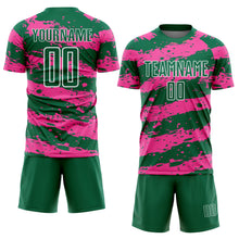 Charger l&#39;image dans la galerie, Custom Kelly Green Pink-White Splash Sublimation Soccer Uniform Jersey
