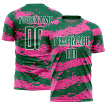 Charger l&#39;image dans la galerie, Custom Kelly Green Pink-White Splash Sublimation Soccer Uniform Jersey
