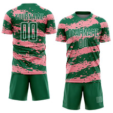 Charger l&#39;image dans la galerie, Custom Kelly Green Medium Pink-White Splash Sublimation Soccer Uniform Jersey
