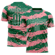 Charger l&#39;image dans la galerie, Custom Kelly Green Medium Pink-White Splash Sublimation Soccer Uniform Jersey
