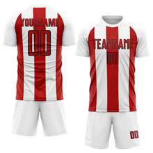 Charger l&#39;image dans la galerie, Custom White Red-Black Line Sublimation Soccer Uniform Jersey
