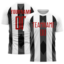 Charger l&#39;image dans la galerie, Custom White Red-Black Line Sublimation Soccer Uniform Jersey
