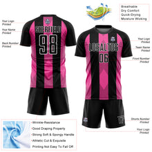 Charger l&#39;image dans la galerie, Custom Black Pink-White Line Sublimation Soccer Uniform Jersey
