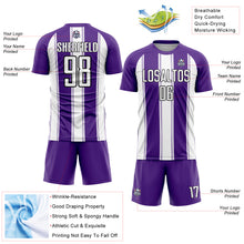 Charger l&#39;image dans la galerie, Custom Purple White-Black Line Sublimation Soccer Uniform Jersey
