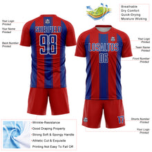 Charger l&#39;image dans la galerie, Custom Red Royal-White Line Sublimation Soccer Uniform Jersey
