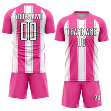 Charger l&#39;image dans la galerie, Custom Pink White-Black Line Sublimation Soccer Uniform Jersey
