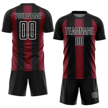 Load image into Gallery viewer, Custom Black Crimson-White Line Sublimation Soccer Uniform Jersey
