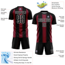 Load image into Gallery viewer, Custom Black Crimson-White Line Sublimation Soccer Uniform Jersey
