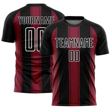 Load image into Gallery viewer, Custom Black Crimson-White Line Sublimation Soccer Uniform Jersey
