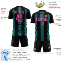 Загрузить изображение в средство просмотра галереи, Custom Black Pink-Teal Line Sublimation Soccer Uniform Jersey
