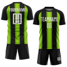 Load image into Gallery viewer, Custom Black White-Neon Green Line Sublimation Soccer Uniform Jersey
