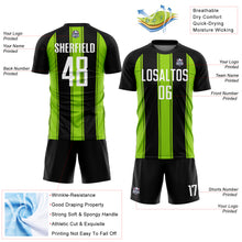 Load image into Gallery viewer, Custom Black White-Neon Green Line Sublimation Soccer Uniform Jersey
