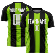 Load image into Gallery viewer, Custom Black White-Neon Green Line Sublimation Soccer Uniform Jersey
