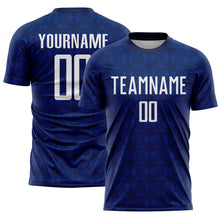 Charger l&#39;image dans la galerie, Custom Navy White-Royal Geometric Shapes Sublimation Soccer Uniform Jersey
