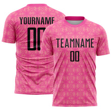 Charger l&#39;image dans la galerie, Custom Pink Black-Medium Pink Geometric Shapes Sublimation Soccer Uniform Jersey
