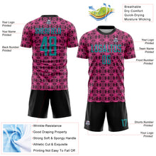 Charger l&#39;image dans la galerie, Custom Pink Teal-Black Geometric Shapes Sublimation Soccer Uniform Jersey
