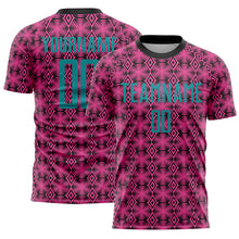 Charger l&#39;image dans la galerie, Custom Pink Teal-Black Geometric Shapes Sublimation Soccer Uniform Jersey
