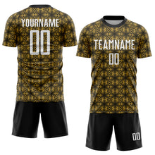 Charger l&#39;image dans la galerie, Custom Old Gold White-Black Geometric Shapes Sublimation Soccer Uniform Jersey
