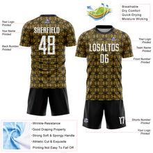 Charger l&#39;image dans la galerie, Custom Old Gold White-Black Geometric Shapes Sublimation Soccer Uniform Jersey
