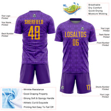 Charger l&#39;image dans la galerie, Custom Purple Gold Geometric Shapes Sublimation Soccer Uniform Jersey
