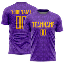 Charger l&#39;image dans la galerie, Custom Purple Gold Geometric Shapes Sublimation Soccer Uniform Jersey
