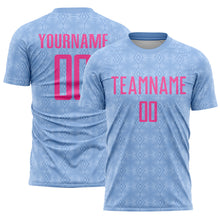 Charger l&#39;image dans la galerie, Custom Light Blue Pink Geometric Shapes Sublimation Soccer Uniform Jersey
