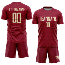 Charger l&#39;image dans la galerie, Custom Crimson Cream Geometric Shapes Sublimation Soccer Uniform Jersey
