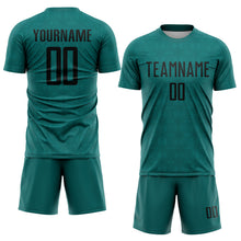 Charger l&#39;image dans la galerie, Custom Teal Black Geometric Shapes Sublimation Soccer Uniform Jersey
