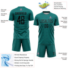 Charger l&#39;image dans la galerie, Custom Teal Black Geometric Shapes Sublimation Soccer Uniform Jersey
