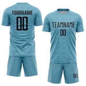 Custom Shadow Blue Black Geometric Shapes Sublimation Soccer Uniform Jersey