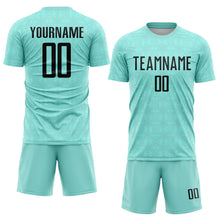 Charger l&#39;image dans la galerie, Custom Ice Blue Black Geometric Shapes Sublimation Soccer Uniform Jersey
