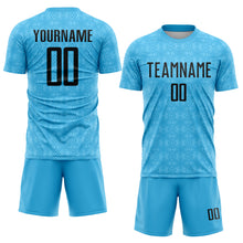 Charger l&#39;image dans la galerie, Custom Sky Blue Black Geometric Shapes Sublimation Soccer Uniform Jersey
