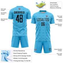 Charger l&#39;image dans la galerie, Custom Sky Blue Black Geometric Shapes Sublimation Soccer Uniform Jersey
