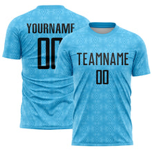 Charger l&#39;image dans la galerie, Custom Sky Blue Black Geometric Shapes Sublimation Soccer Uniform Jersey
