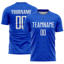 Charger l&#39;image dans la galerie, Custom Thunder Blue Black Geometric Shapes Sublimation Soccer Uniform Jersey
