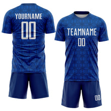 Charger l&#39;image dans la galerie, Custom US Navy Blue Black Geometric Shapes Sublimation Soccer Uniform Jersey
