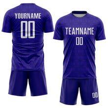 Charger l&#39;image dans la galerie, Custom Dark Purple Black Geometric Shapes Sublimation Soccer Uniform Jersey
