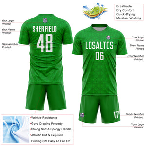 Custom Grass Green White Geometric Shapes Sublimation Soccer Uniform Jersey