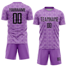 Charger l&#39;image dans la galerie, Custom Medium Purple Black-Light Purple Geometric Shapes Sublimation Soccer Uniform Jersey
