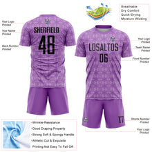 Charger l&#39;image dans la galerie, Custom Medium Purple Black-Light Purple Geometric Shapes Sublimation Soccer Uniform Jersey
