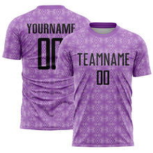 Charger l&#39;image dans la galerie, Custom Medium Purple Black-Light Purple Geometric Shapes Sublimation Soccer Uniform Jersey
