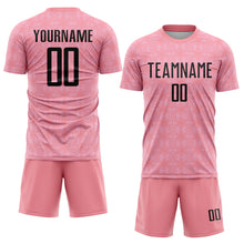 Charger l&#39;image dans la galerie, Custom Medium Pink Black-Light Pink Geometric Shapes Sublimation Soccer Uniform Jersey
