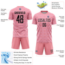 Charger l&#39;image dans la galerie, Custom Medium Pink Black-Light Pink Geometric Shapes Sublimation Soccer Uniform Jersey
